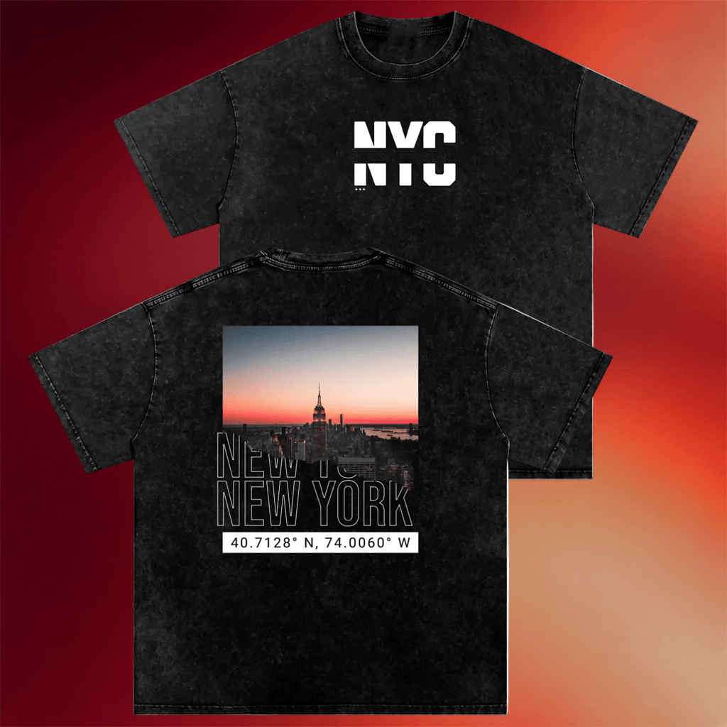 Terra Ave Merch 2026 NYC Coordinates Wash T-Shirt Birthday Gifts For Friends - Merchluma