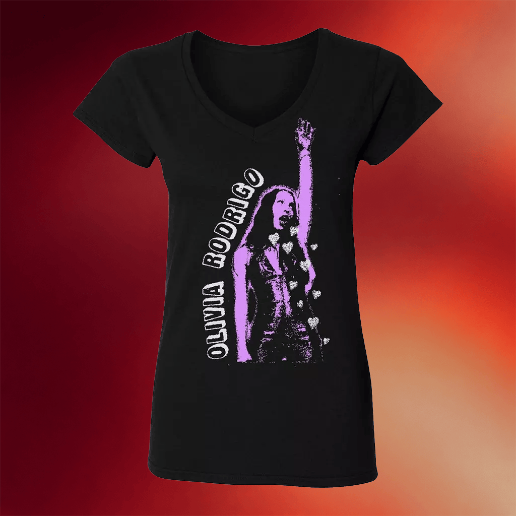 Olivia Rodrigo Merch Hearts V-Neck T-Shirt Music Lover Gift Ideas For Her - Merchluma