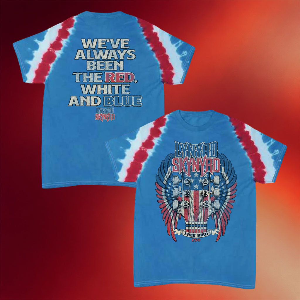Lynyrd Skynyrd Merch 2026 Red White And Blue 250 Tie Dye T-Shirt Gift For Rock Fans - Merchluma