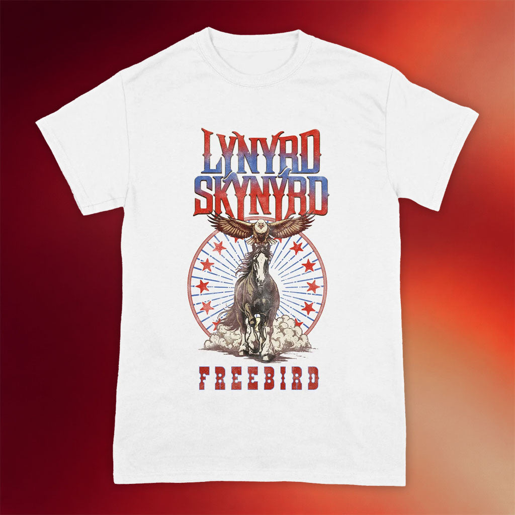 Lynyrd Skynyrd Merch 2026 Clydesdale Eagle White T-Shirt Freebird Shirt Gift For Rock Band Fans - Merchluma