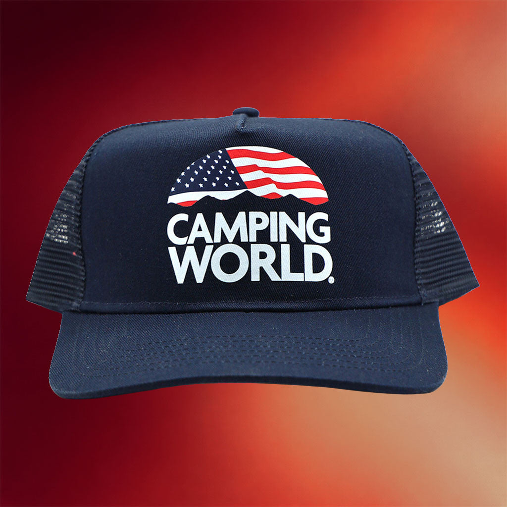 Camping World Merch 2026 Camping World American Flag Trucker Hat Present For Fathers - Merchluma