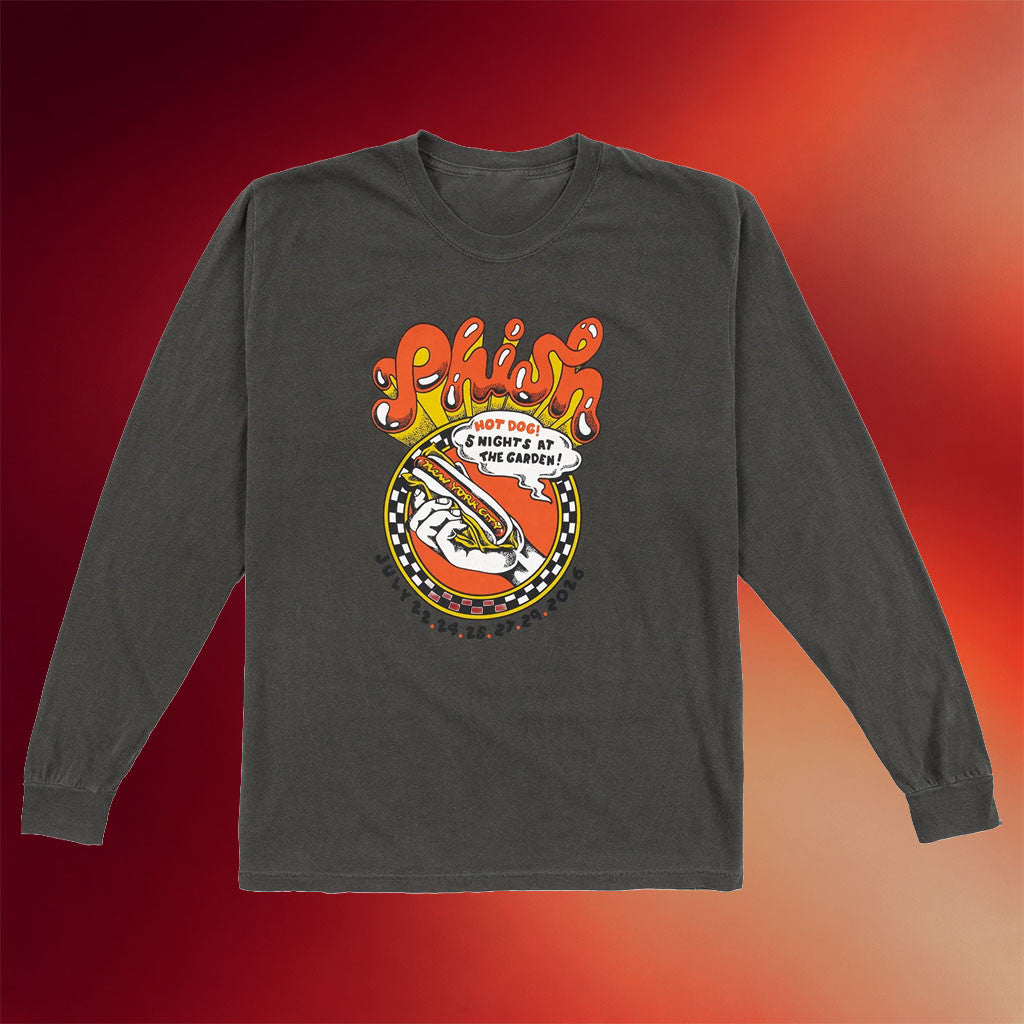 Phish Dry Goods Merch 2026 Hot Dog The Garden July 2026 Long Sleeve Shirt Phish Band Merch - Merchluma