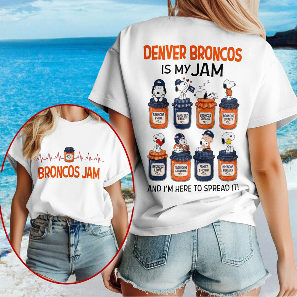 Snoopy x Denver Broncos Is My Jam Football Shirt Broncos Merch Best Gifts For Football Fans - Merchluma