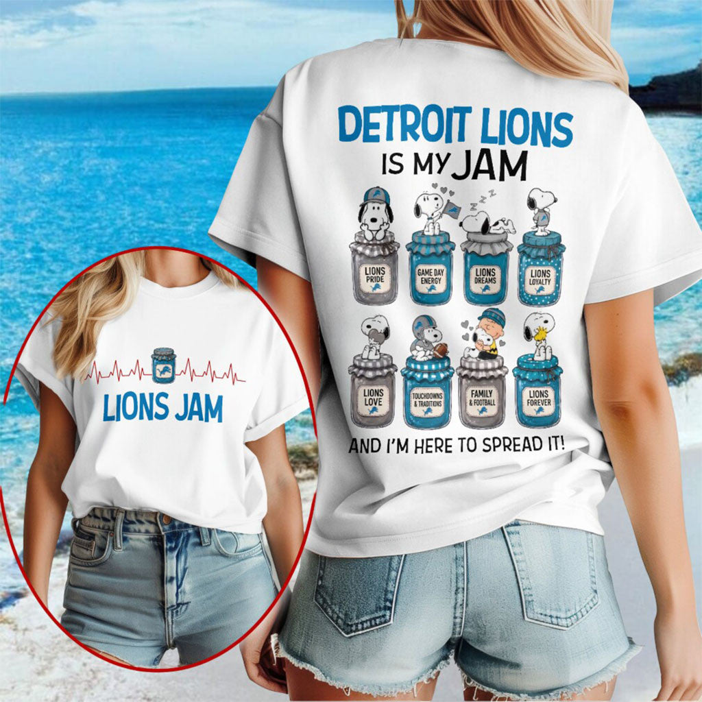 Snoopy x Detroit Lions Is My Jam Football Shirt Lions Merch Football Fan Gift Ideas - Merchluma