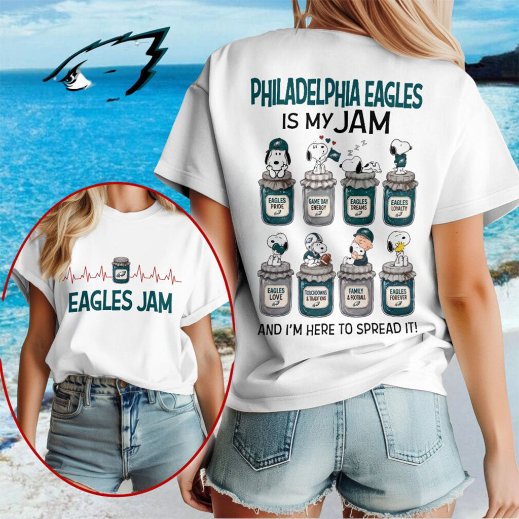Snoopy x Philadelphia Eagles Is My Jam Football Shirt Eagles Merch Presents For Football Fans - Merchluma