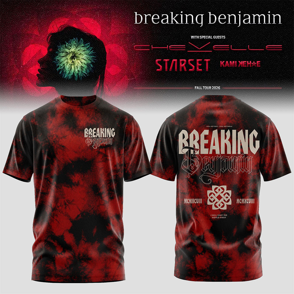 Breaking Benjamin American Tour 2026 Rock Band Tie Dye T-Shirt Breaking Benjamin Merch Fan Gifts - Merchluma
