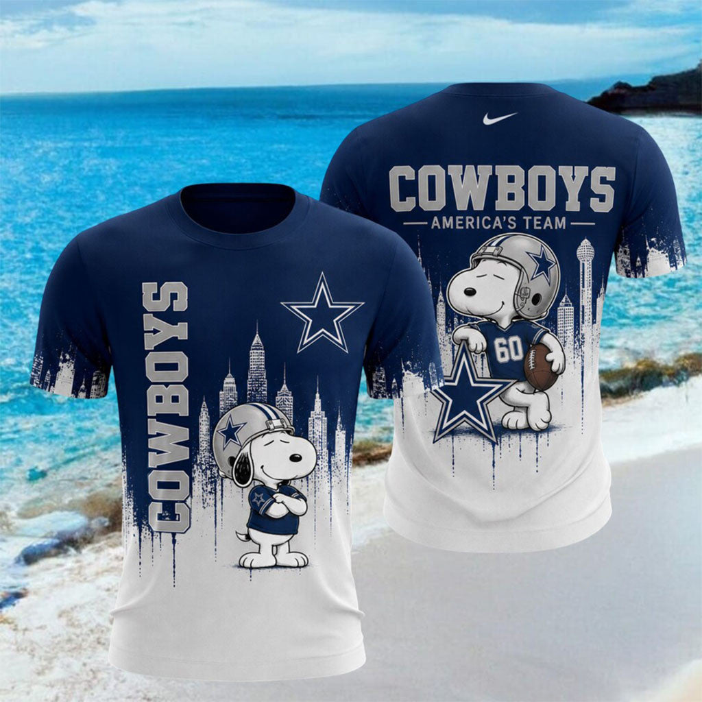 Dallas Cowboys Snoopy America's Team City Skyline Shirt Dallas Cowboys Merch Fan Gifts - Merchluma