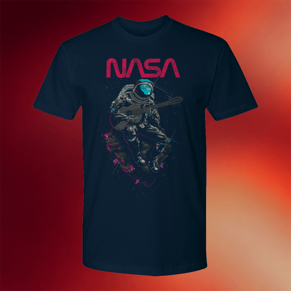 NASA Merch Asteroid Guitar T-Shirt NASA Worm Logo Shirt Best Gifts For Dudes - Merchluma