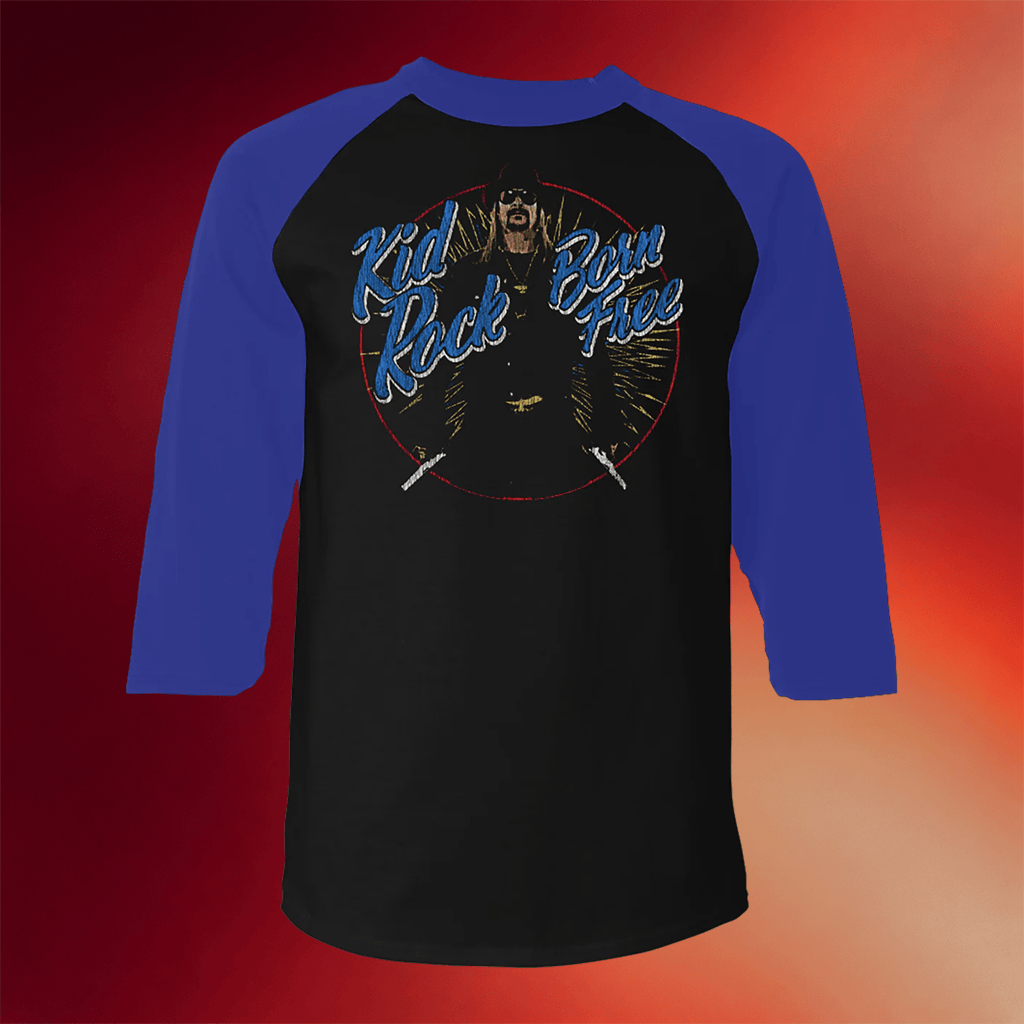 Kid Rock Merch 2026 Born Free Raglan Shirt Unique Gifts For Music Lovers - Merchluma
