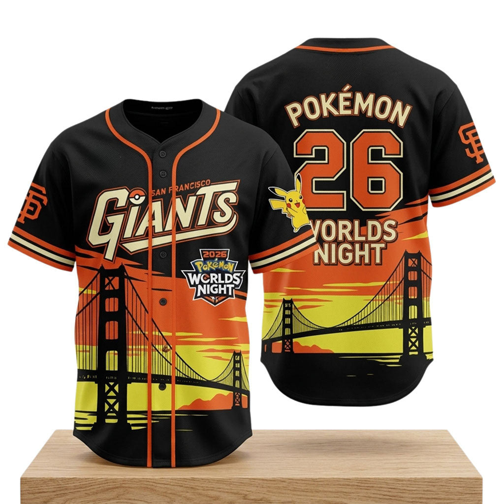 Giants Pokemon Worlds Night Pikachu 2026 Baseball Jersey San Francisco Giants Merch Fan Gifts - Merchluma