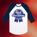 Pabst Blue Ribbon Merch 2026 Pabst Blue Ribbon Logo Vintage Raglan Shirt Gifts For Brothers - Merchluma