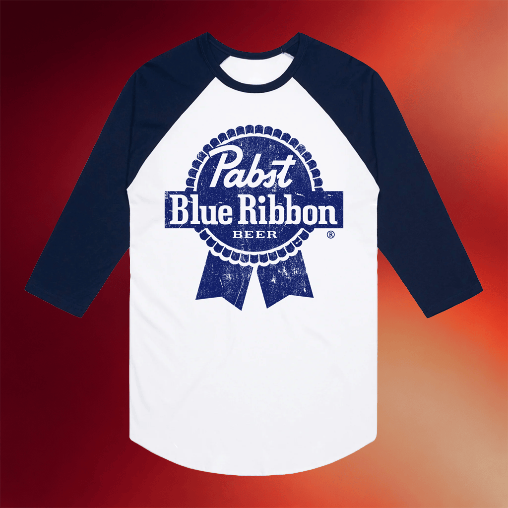 Pabst Blue Ribbon Merch 2026 Pabst Blue Ribbon Logo Vintage Raglan Shirt Gifts For Brothers - Merchluma