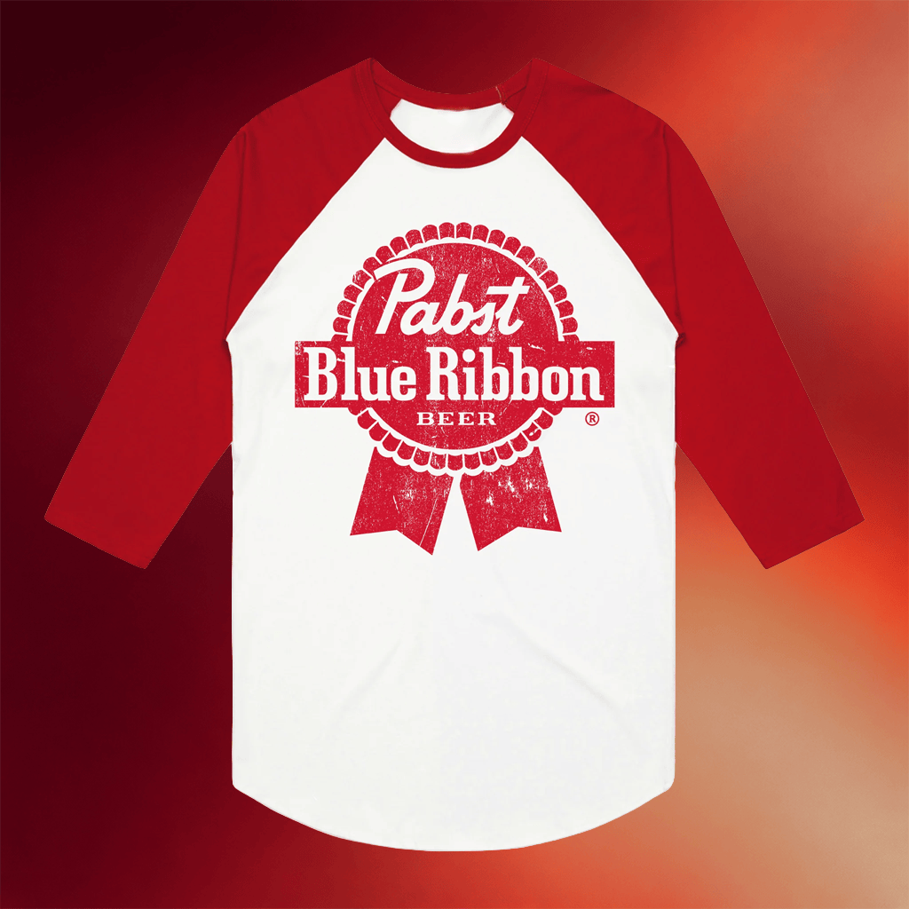 Pabst Blue Ribbon Merch 2026 Pabst Blue Ribbon Logo Vintage Raglan Shirt Top Father's Day Gifts - Merchluma