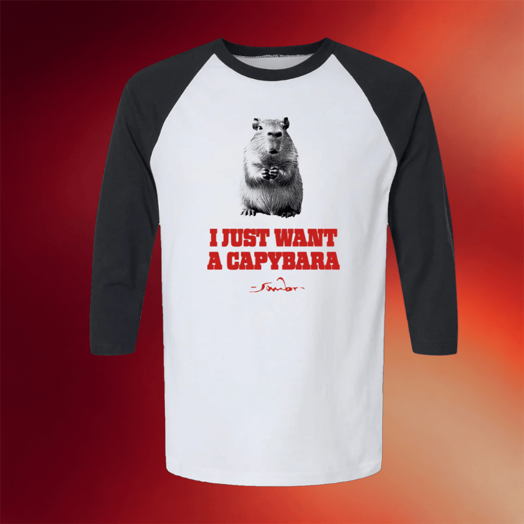 Sombr Merch I Just Want A Capybara Raglan T-Shirt Best Gifts For Friends - Merchluma