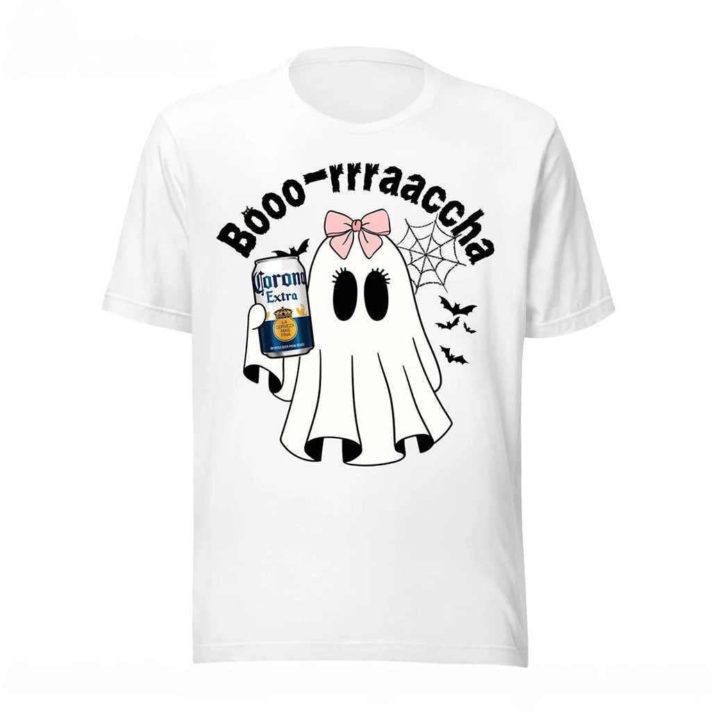Boo-Rrraaccha X Corona T-Shirt Cute Ghost Shirt Halloween Clothing Gifts For Beer Lovers - Merchluma