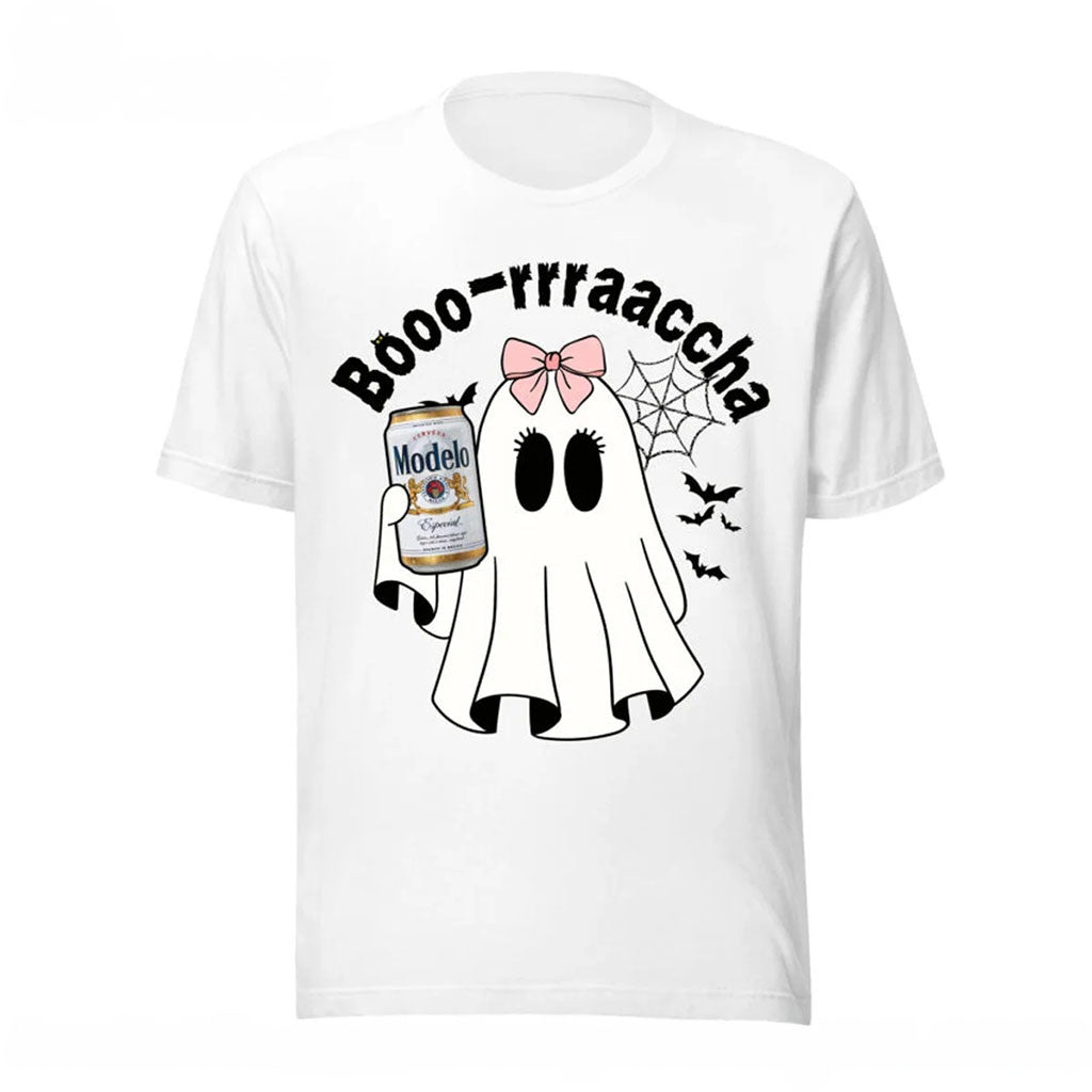 Boo-Rrraaccha X Modelo T-Shirt Adorable Ghost Shirt Halloween Outfits Gifts For Besties - Merchluma