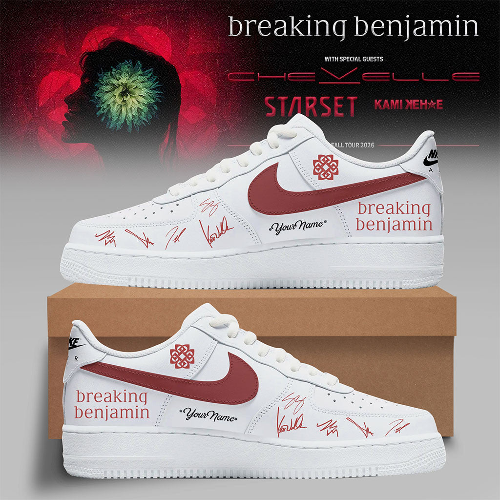 Custom Breaking Benjamin American Tour 2026 Shoes Breaking Benjamin Merch White Rock Fan Gifts - Merchluma
