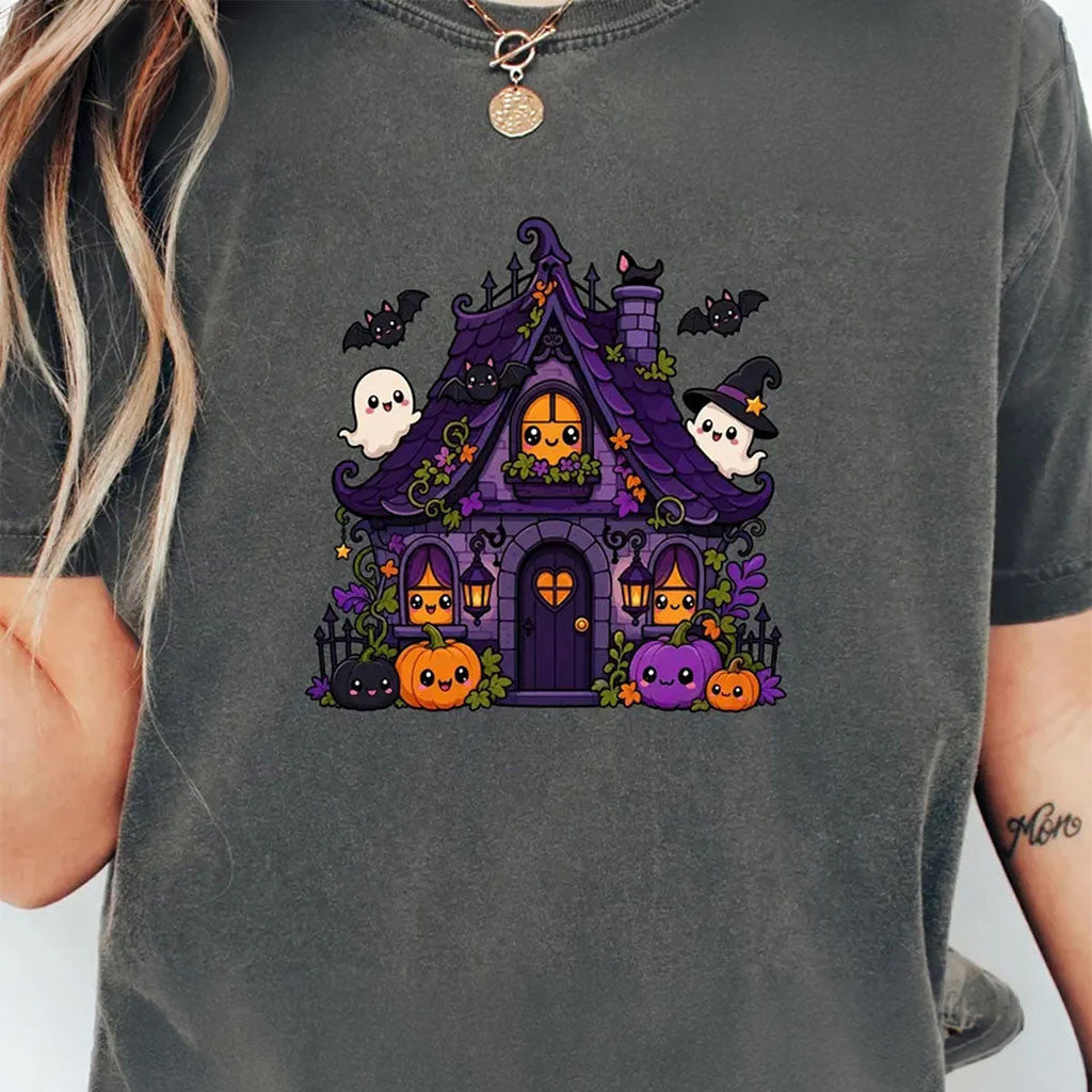 Cozy Haunted Cottage Shirt Cute Halloween Shirt Spooky Season Gifts For Besties - Merchluma