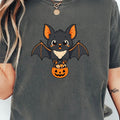 Cute Bat With Candy Bucket Shirt Trick Or Treat Shirt Kawaii Bat Gift For Halloween - Merchluma