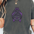 Cute Hanging Bat Shirt Kawaii Halloween Shirt Spooky Season Apparel Bat Lover Gifts - Merchluma