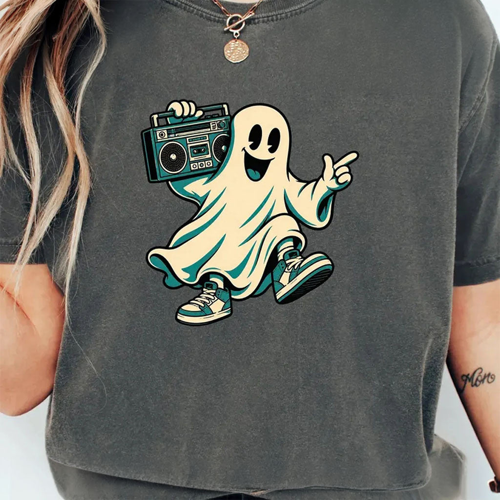 Dancing Ghost With Boombox Shirt Retro Halloween Shirt Spooky Season Apparel Gift For Women - Merchluma