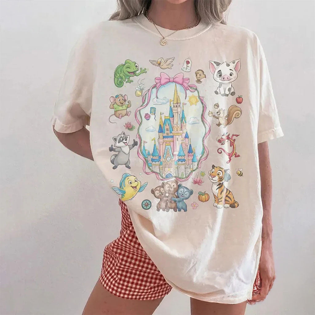 D Princess Sidekicks Shirt Magic Castle Coquette Bow Tee Magic Kingdom Cute Gift For Her - Merchluma