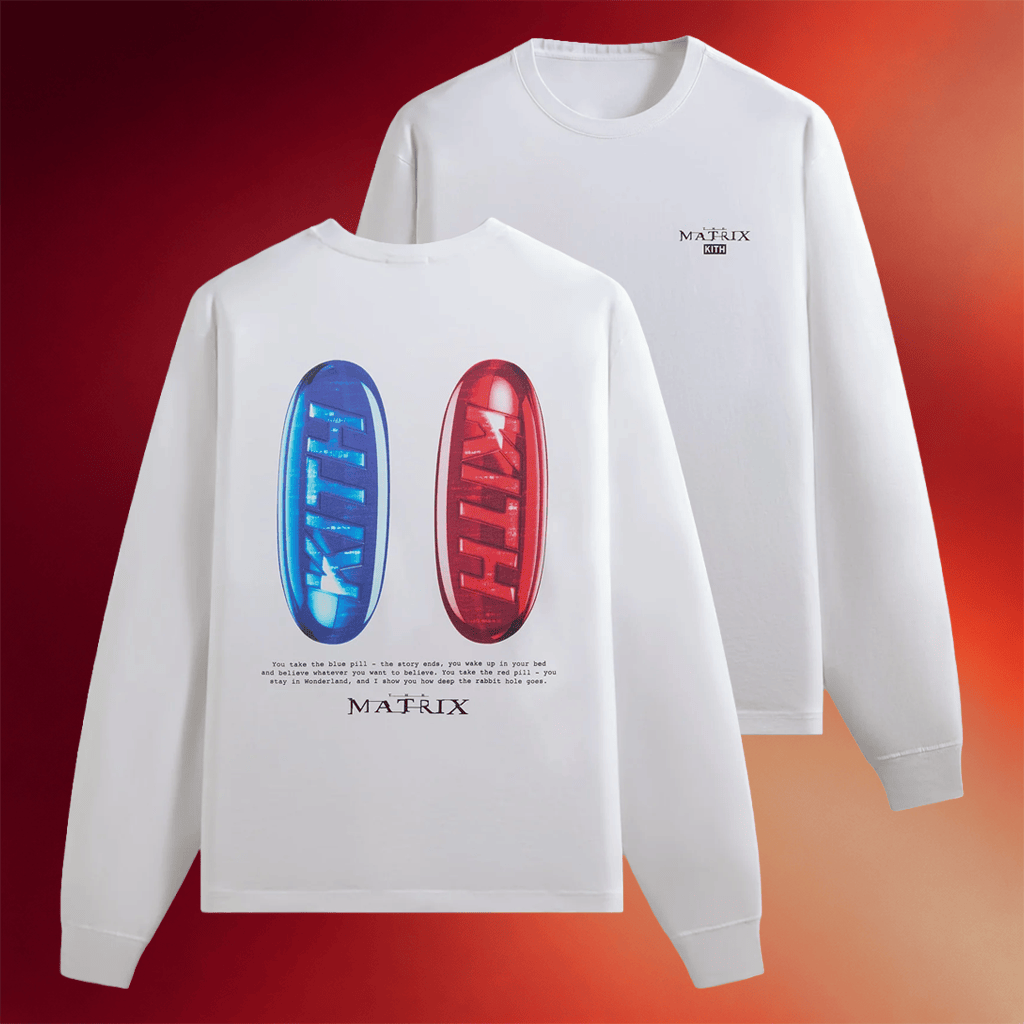 Kith Merch 2026 Kith For The Matrix Red Pill Blue Pill Sweatshirt Gifts For Friends - Merchluma