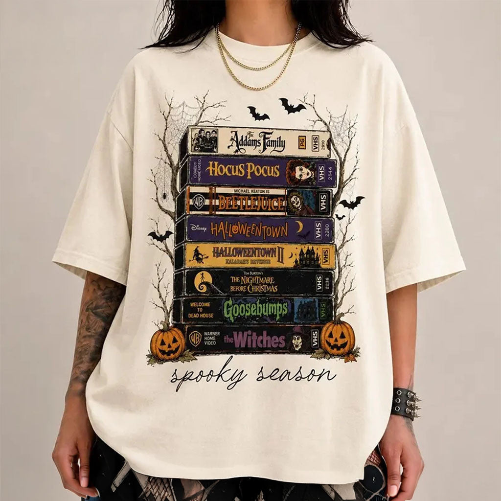 Halloween Movies Spooky Season T-Shirt Creepy Movie Night Shirt Halloween Witches Outfits - Merchluma