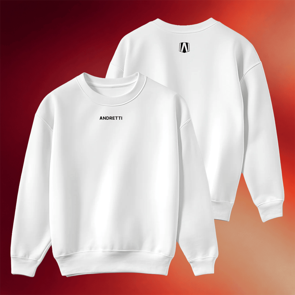 Andretti Merch 2026 Andretti White Crewneck Sweatshirt Birthday Gifts For Brothers - Merchluma