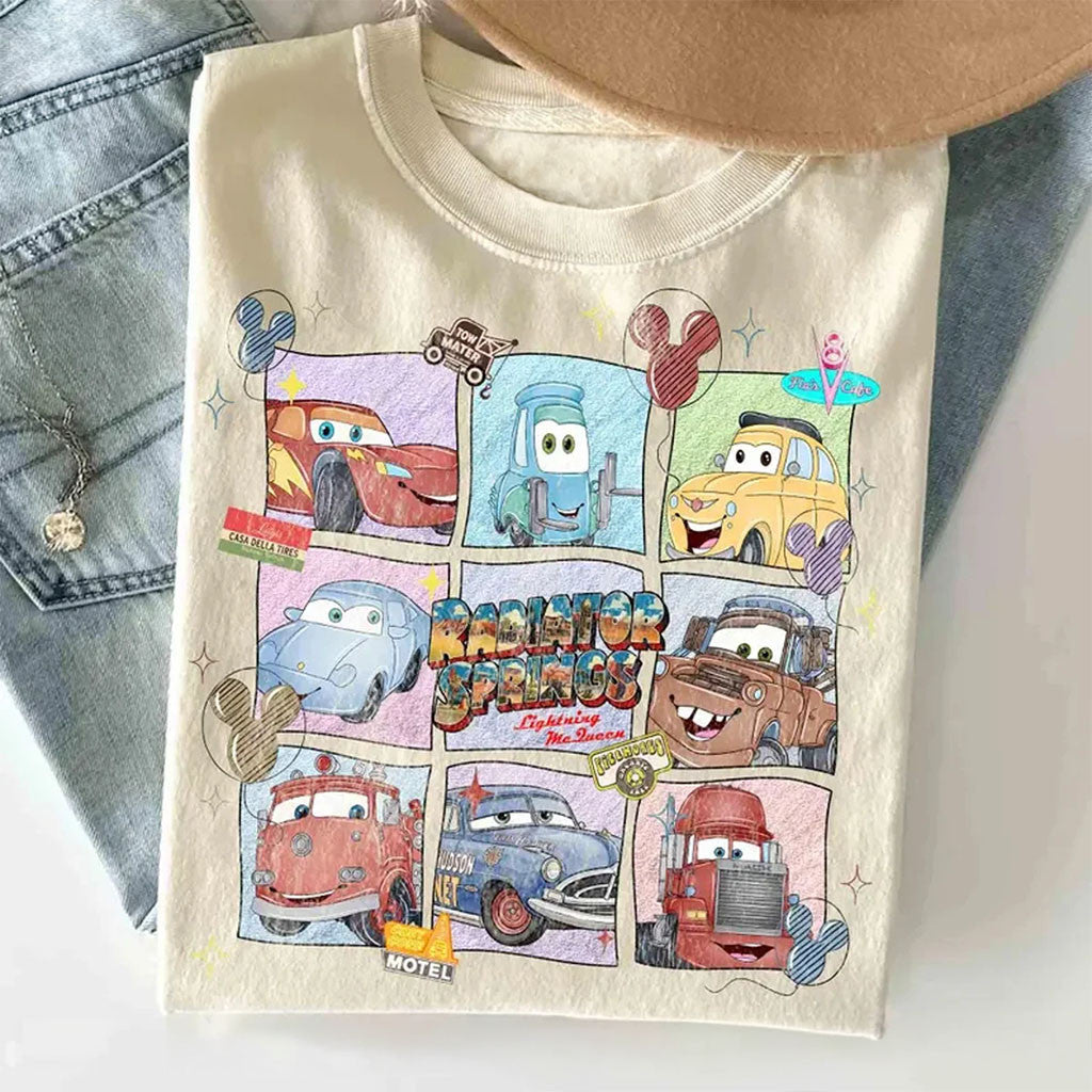 Radiator Springs Shirt Lightning McQueen Sally Tow Mater Tee Pixar Cars Merch Cartoon Gifts - Merchluma