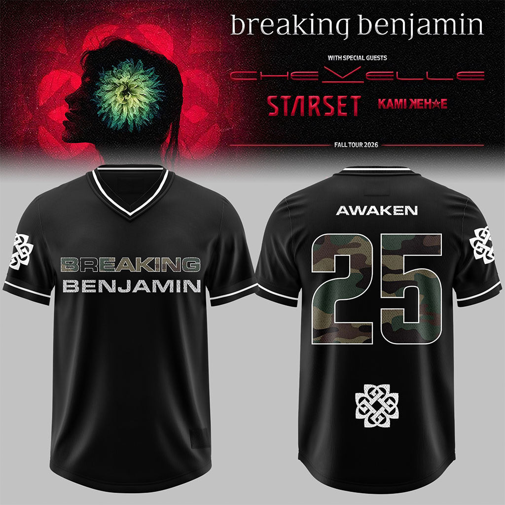 Awaken #25 Breaking Benjamin American Tour 2026 V-Neck Jersey Breaking Benjamin Merch - Merchluma
