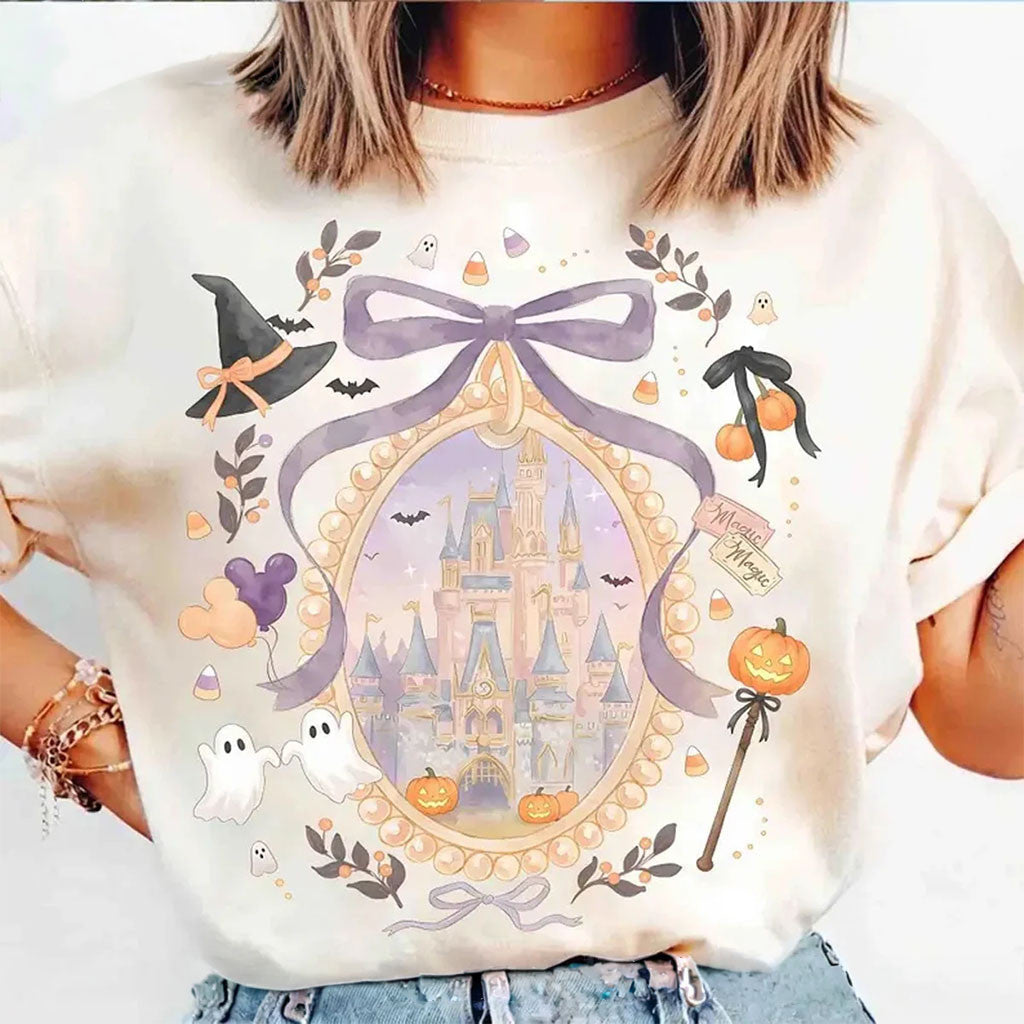 Walt D World Halloween Shirt Magic Kingdom Tee Magical Castle Halloween Clothing For Her - Merchluma