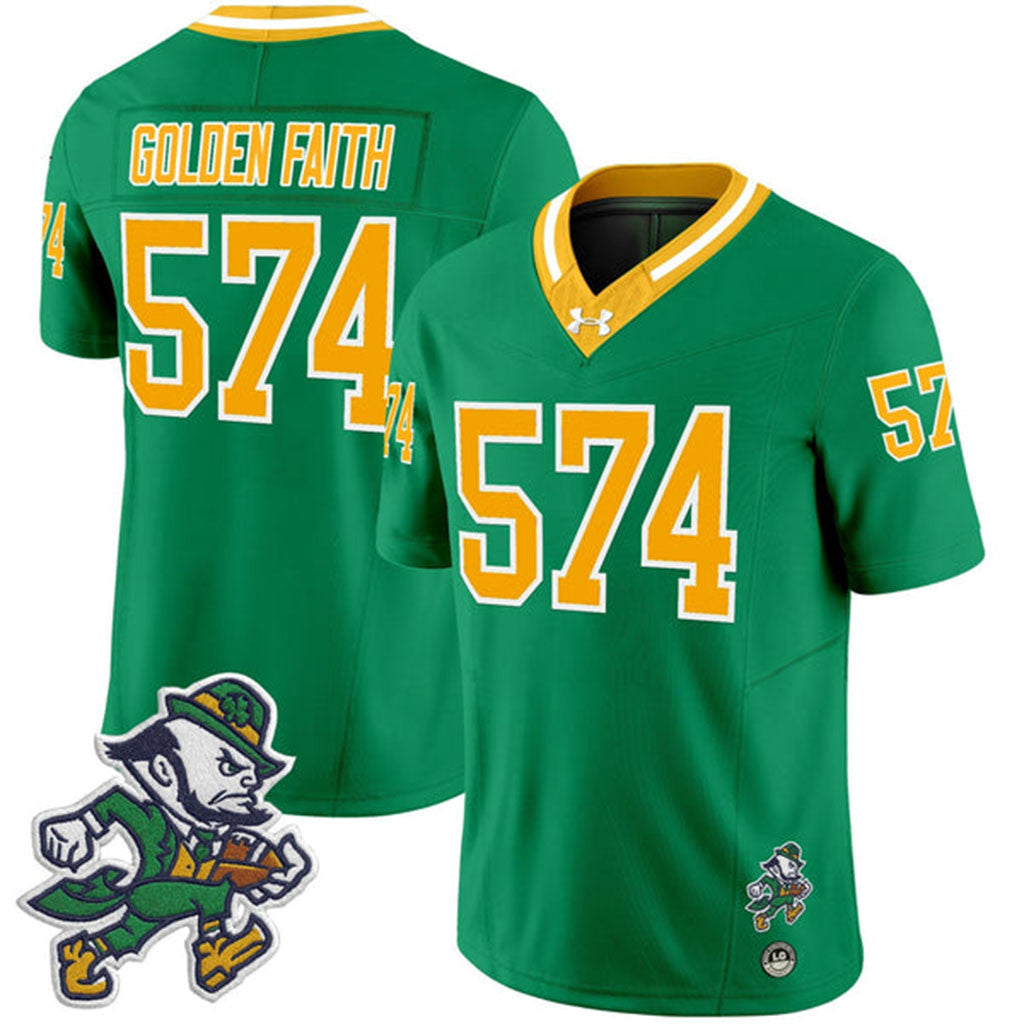 Notre Dame Fighting Irish 2026 Gridiron Leprechaun Edition Jersey Golden Faith #574 Merch - Merchluma