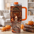 Personalized Autumn Boo Bookaholic Tumbler Halloween Merch Gifts For Book Lovers - Merchluma