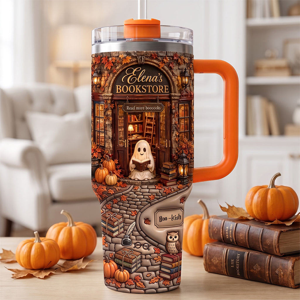 Personalized Autumn Boo Bookaholic Tumbler Halloween Merch Gifts For Book Lovers - Merchluma