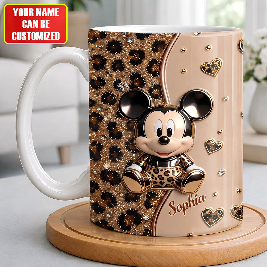 Personalized Mickey Mouse Leopard Mug Cute Coffee Cup Gifts For Cartoon Lovers - Merchluma
