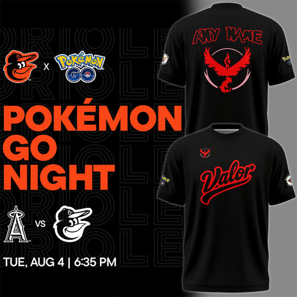 Personalized Baltimore Orioles X PokEmon GO Team Valor 2026 Special Shirt Orioles Merch Gifts - Merchluma