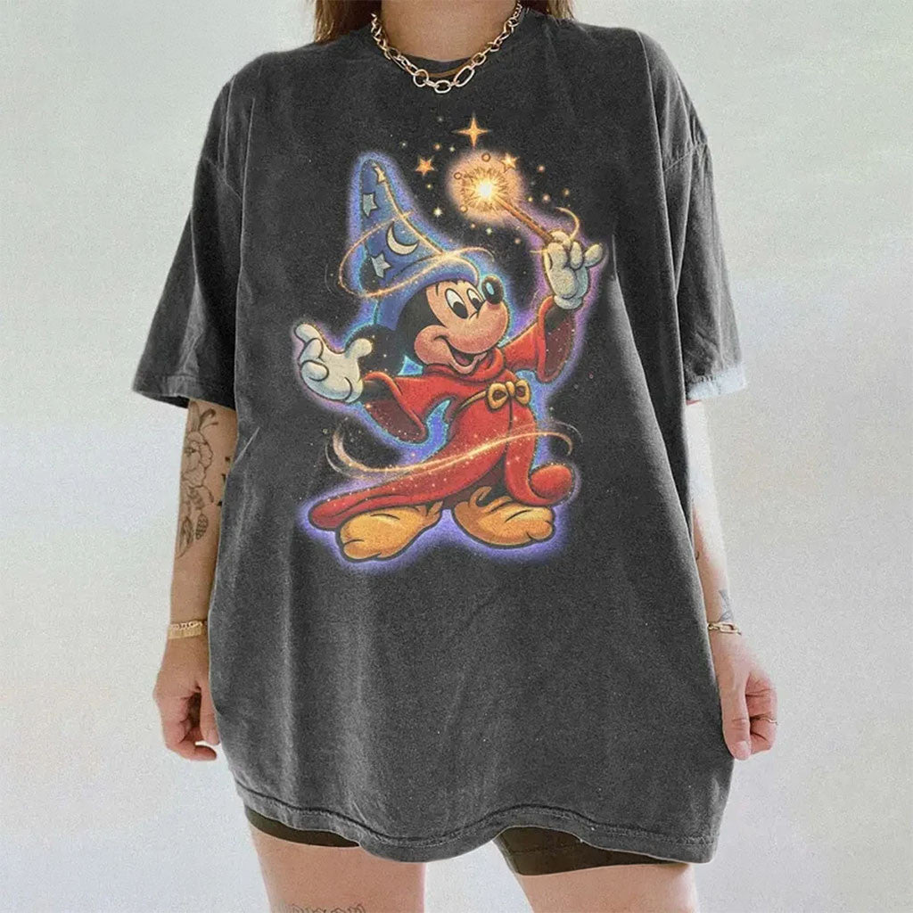 Fantasia Sorcerer Mickey Shirt Family Matching Washed T-Shirt Mickey Mouse Merch Gift For Her - Merchluma