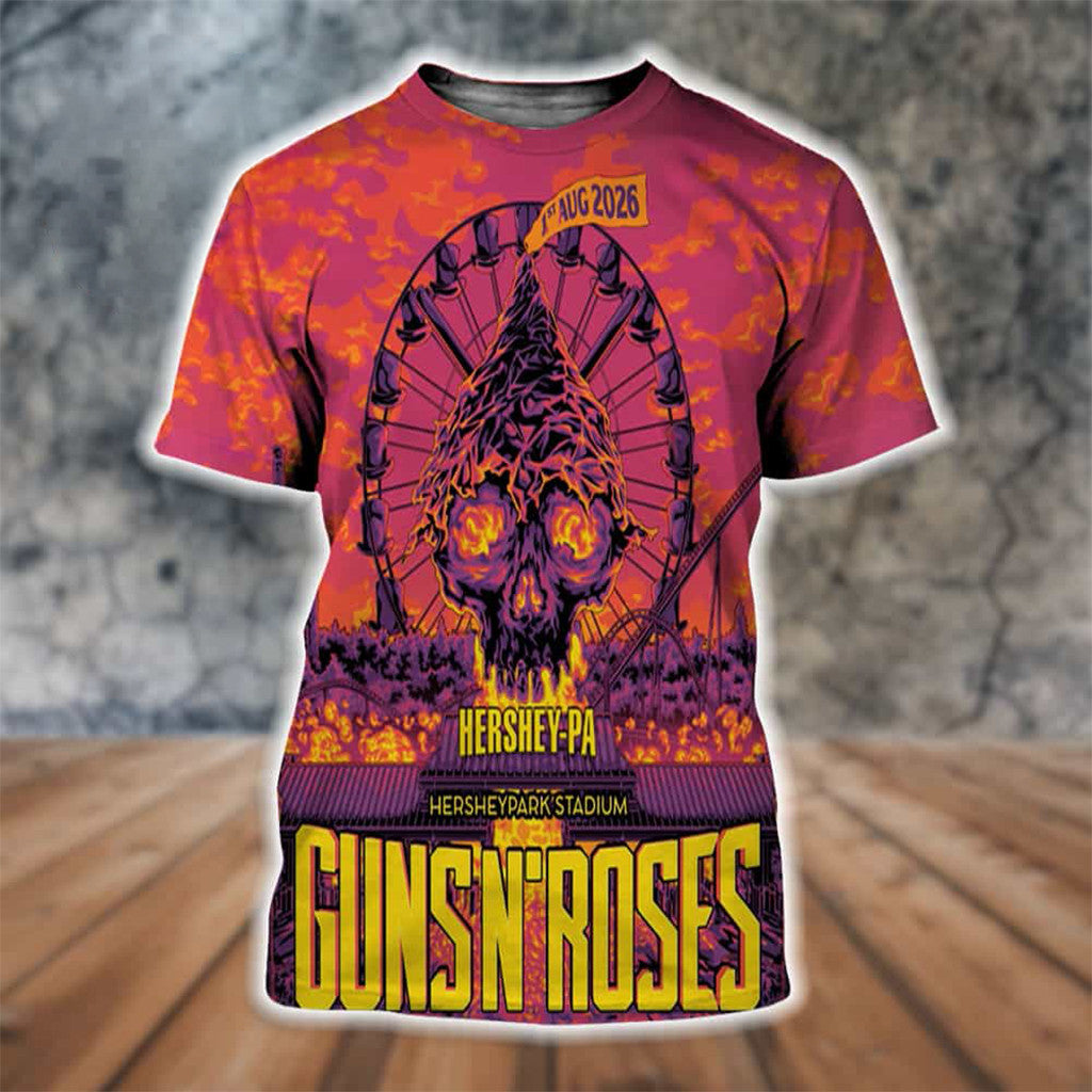 Guns N Roses Hershey Pennsylvania 2026 Event Poster T-Shirt Guns N Roses Merch Gifts For Fans - Merchluma