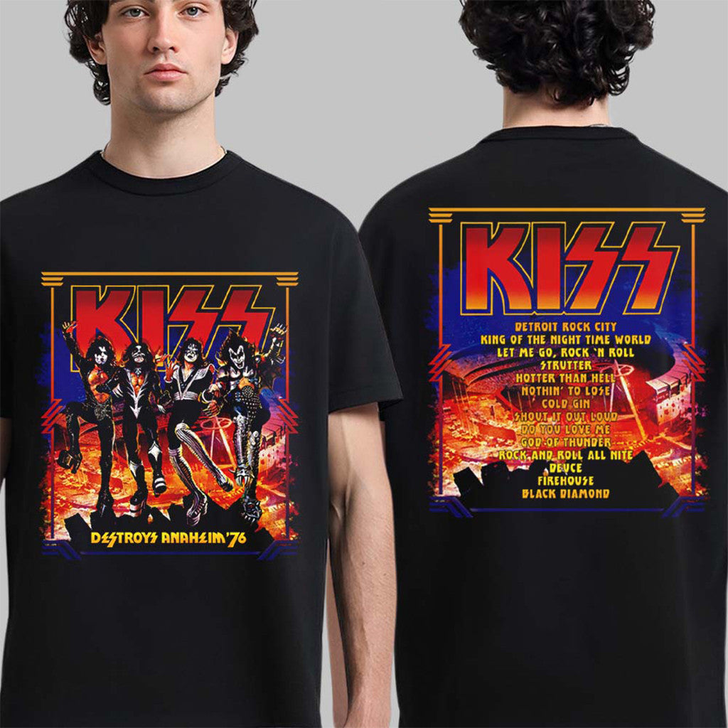 Kiss Destroys Anaheim 76 Album T-Shirt Kiss Merch Birthday Gift Ideas For Him - Merchluma