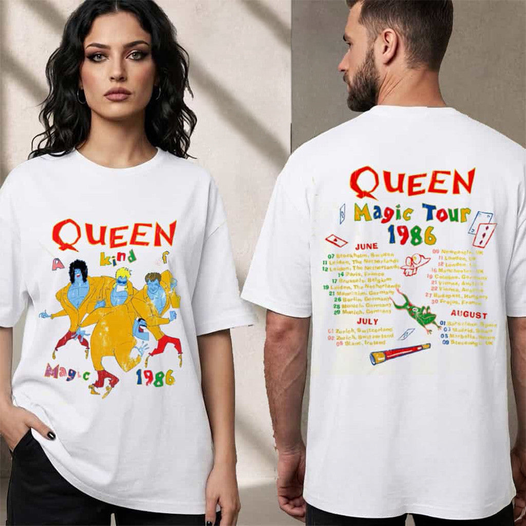 Queen Band A Kind Of Magic 2026 Merch Vintage A Kind Of Magic Tour 1986 Tour Dates T-Shirt Gifts - Merchluma