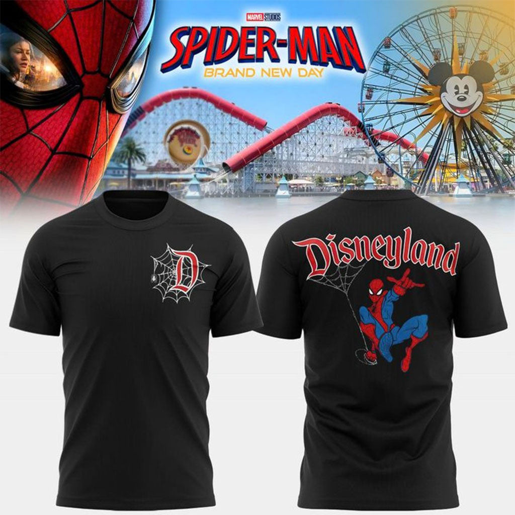 Disneyland X Spider-Man Brand New Day Black T-Shirt 2026 Spider-Man Merch Superhero Fan Gifts - Merchluma