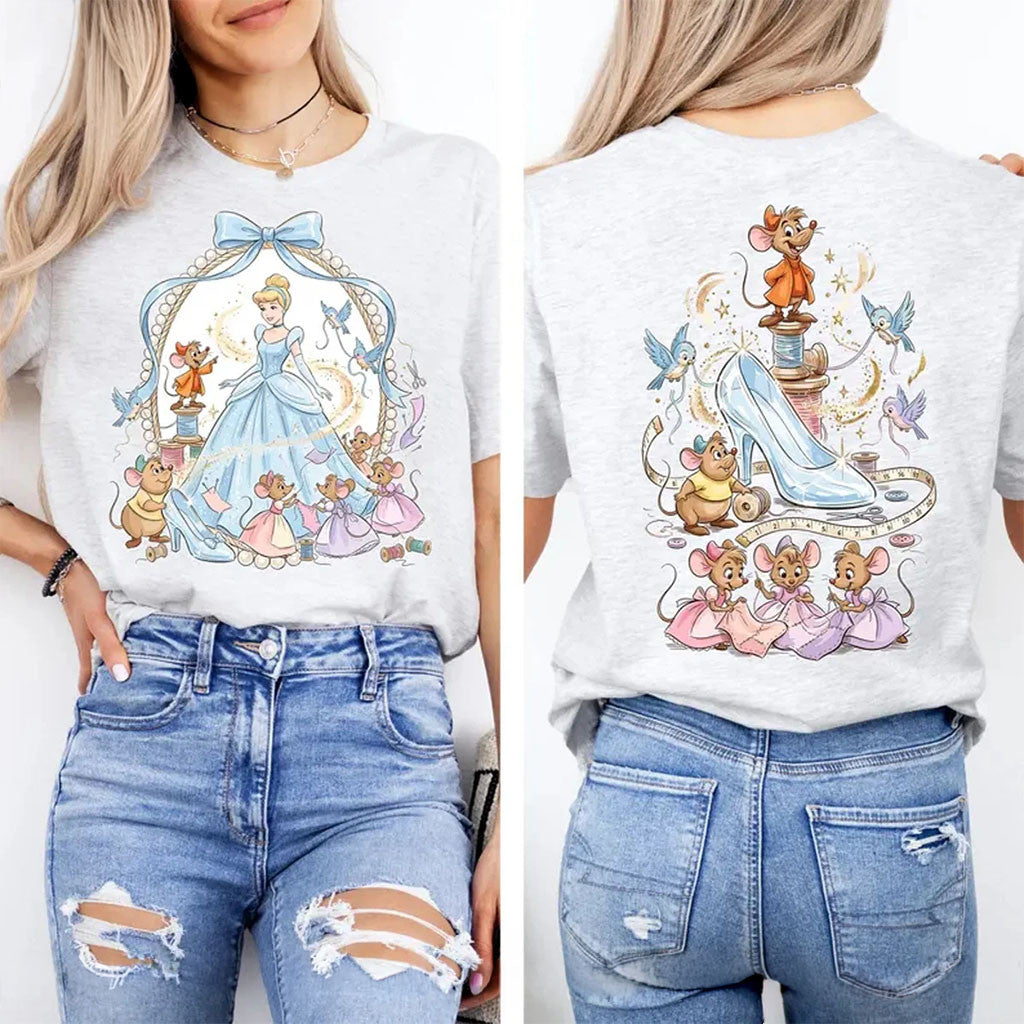 Cinderella Watercolor Coquette Bow T-Shirt Jaq Gus Gus Shirt D Cinderella Merch Gift For Her - Merchluma