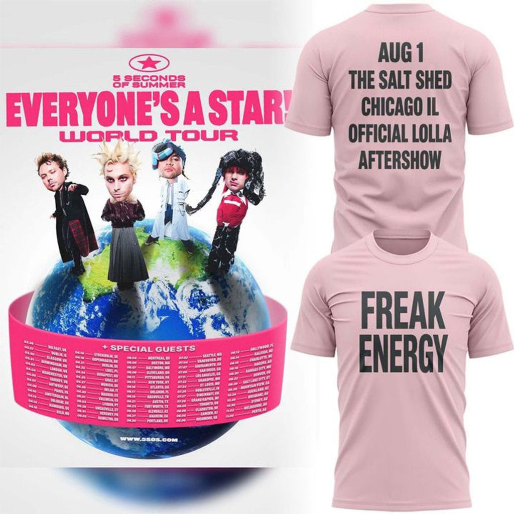 5 Seconds Of Summer World Tour 2026 Freak Energy Shirt 5SOS Merch Present For Band Fans - Merchluma