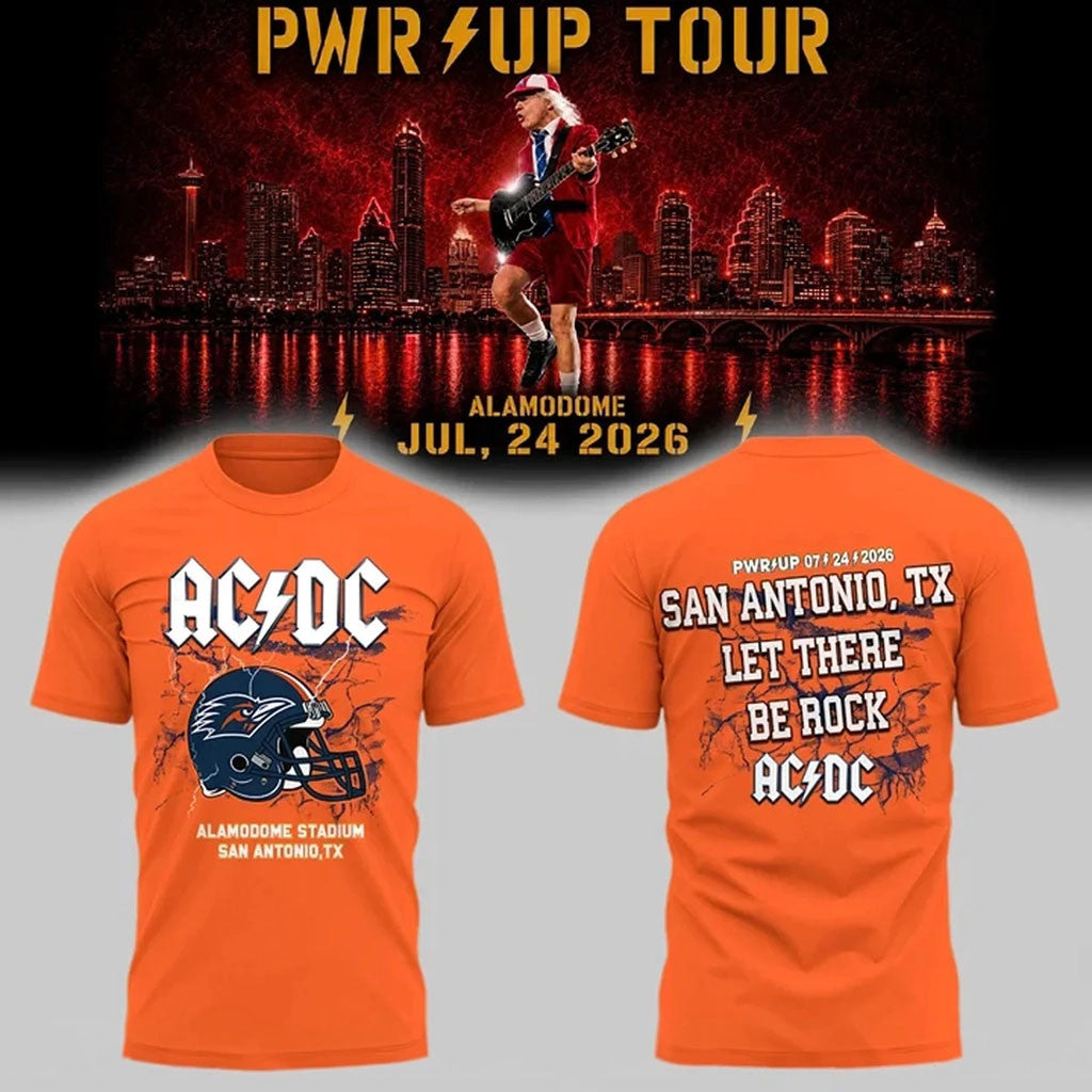 ACDC X UTSA Roadrunners Football Merch ACDC Power Up Tour 2026 T-Shirt Gift For Music Lover - Merchluma