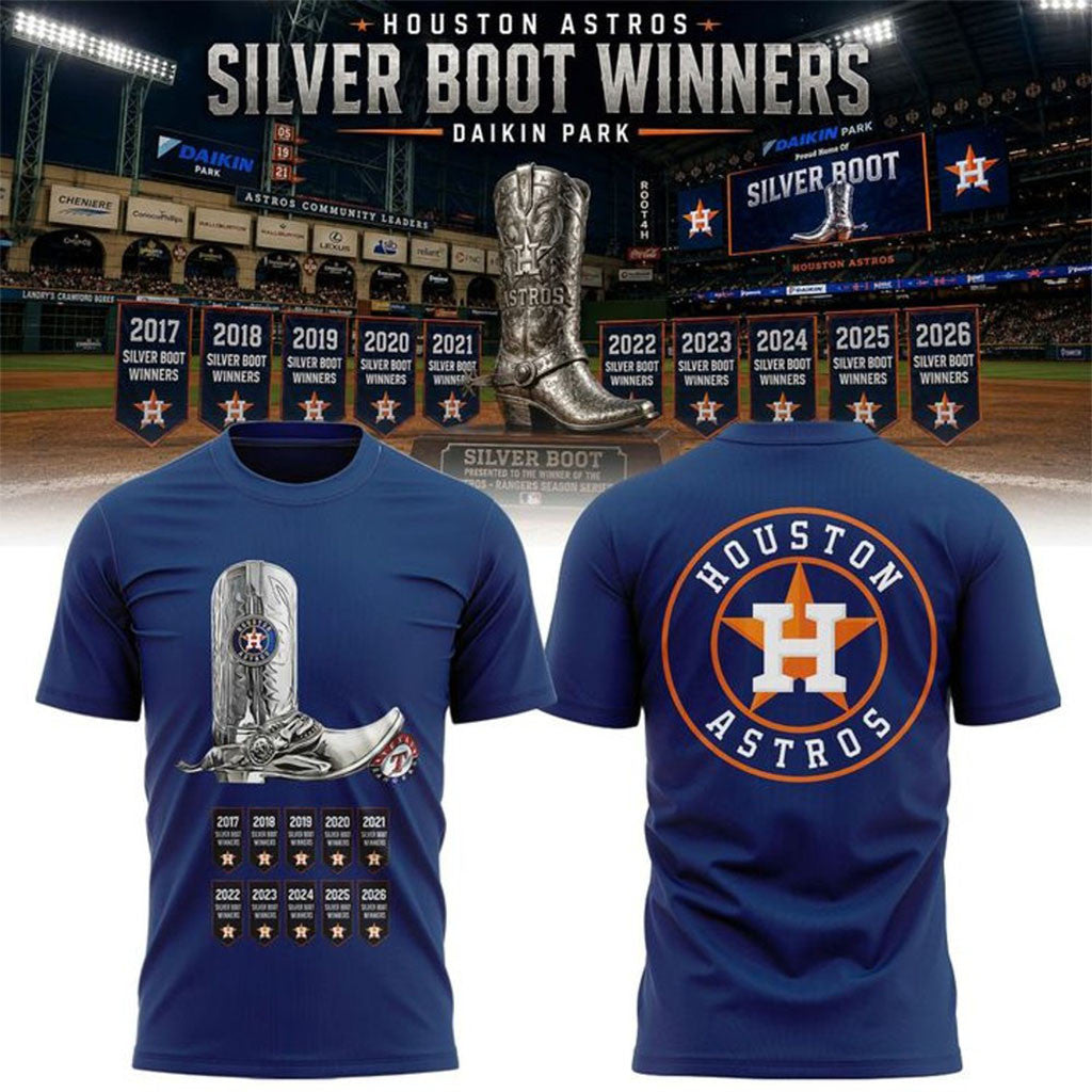 Houston Astros Silver Boot Series 2026 Shirt Houston Astros Merch Baseball Lover Gifts - Merchluma