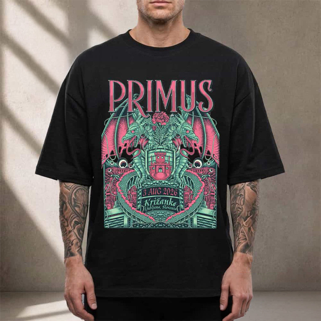Primus Band Ljubljana Slovenia 2026 Event Poster T-Shirt Primus Merch Aesthetic Gifts For Fans - Merchluma
