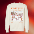 Dunkin Runs On Merch 2026 First Run Of The Day Ski Crewneck Sweatshirt Birthday Gift For BFF - Merchluma