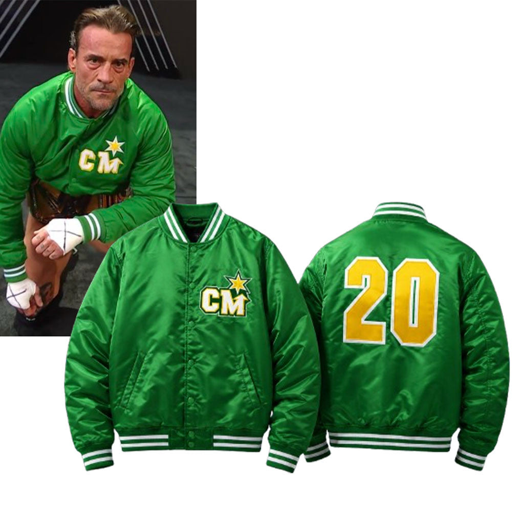 CM Punk SummerSlam 20 Years North Stars Bomber Jacket CM Punk Merch Gift For WWE Fans - Merchluma