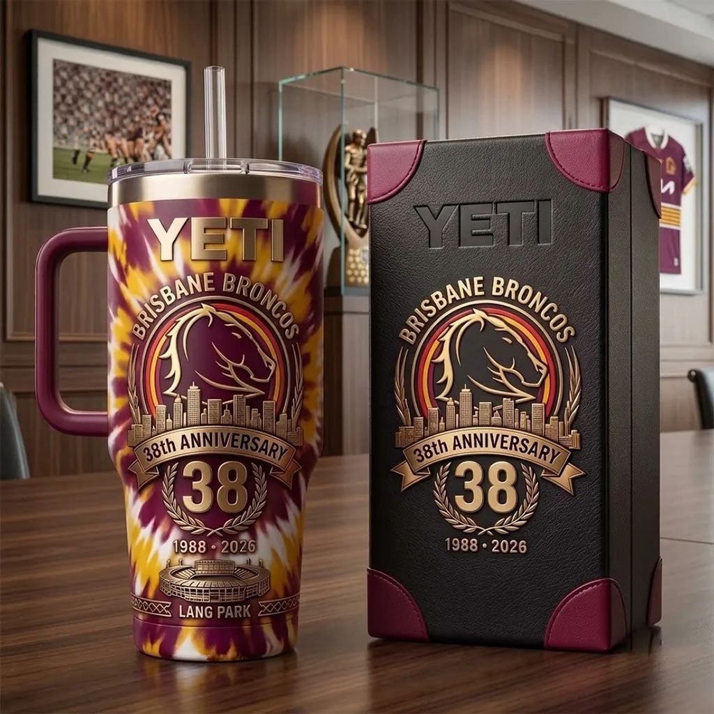Brisbane Broncos 38th Anniversary Tie Dye Stanley Tumbler 2026 Brisbane Broncos Merch Fan Gifts - Merchluma